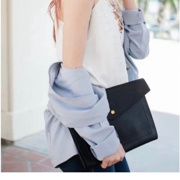 Glass Ladder & Co Megan Portfolio Black Vegan Clutch Portfolio - Picture 3 of 12